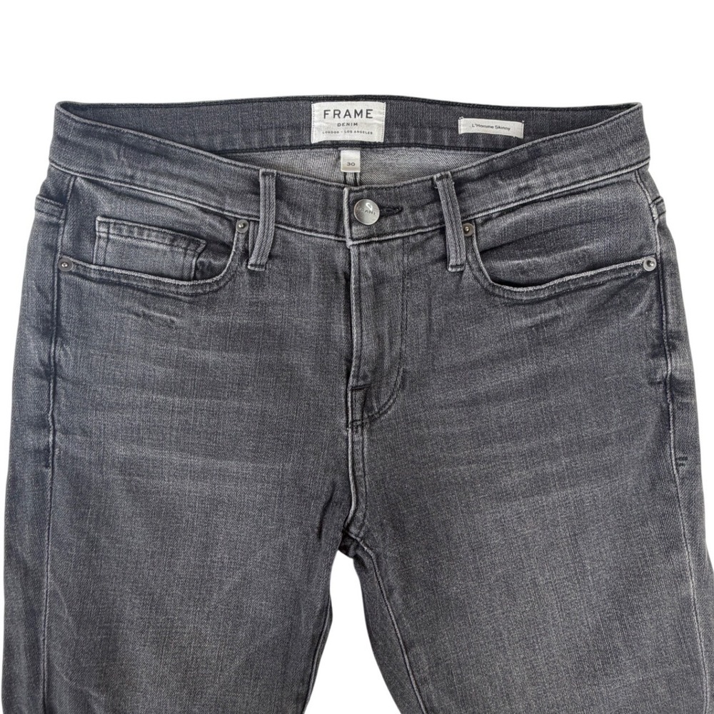 FRAME L'Homme Skinny Jeans Mens 30x30 Gray Distressed Denim Charcoal Faded Pants